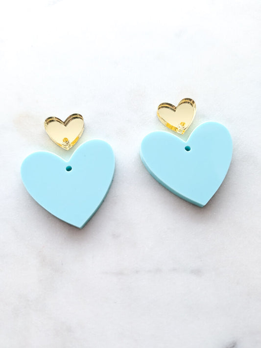 Heart Dangle - Minty Green - 1 pair