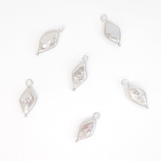 Freshwater 14-15mm Diamond Pearls with Silver Loop - jewellery making supplies