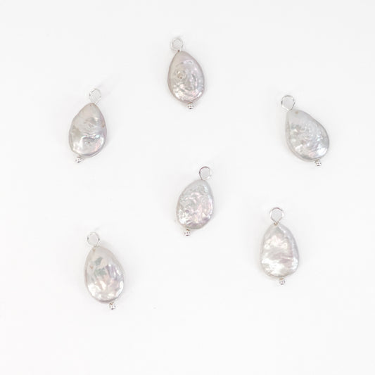 Freshwater 12-13mm Droplet Pearls with Silver Loop - jewellery making supplies