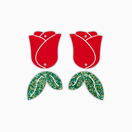 Engraved Rose Dangle, Valentines Acrylic Shape - earring findings for jewellery making