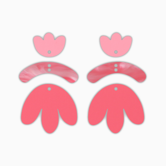 Floral & Blob Dangle, Acrylic Shape - earring findings for jewellery making