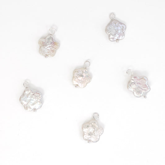 Freshwater 12-13mm Flower Pearls with Silver Loop - jewellery making supplies