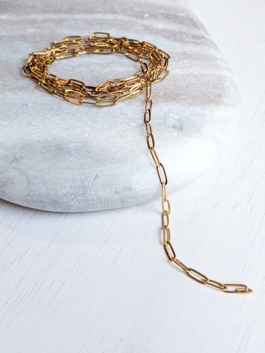 Link Chain - 3x8mm - Gold- Stainless Steel (304)- Sold by 1 metre lengths