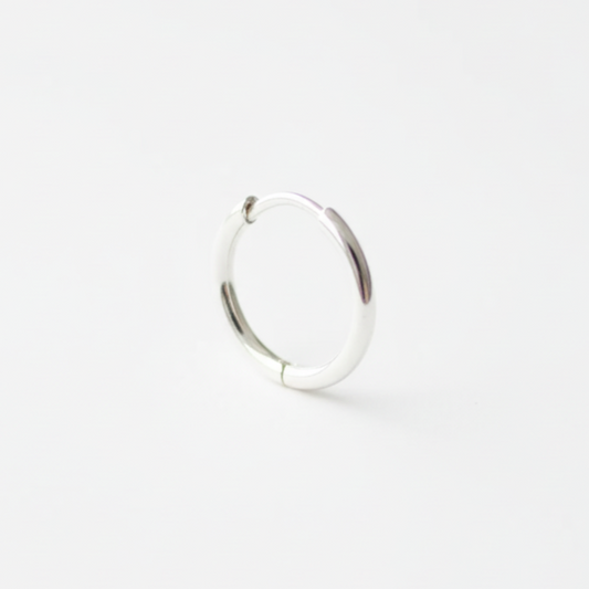 20mm Silver Circle Huggie Earrings - 2mm Thick - Stainless Steel (304) - 10 Pieces