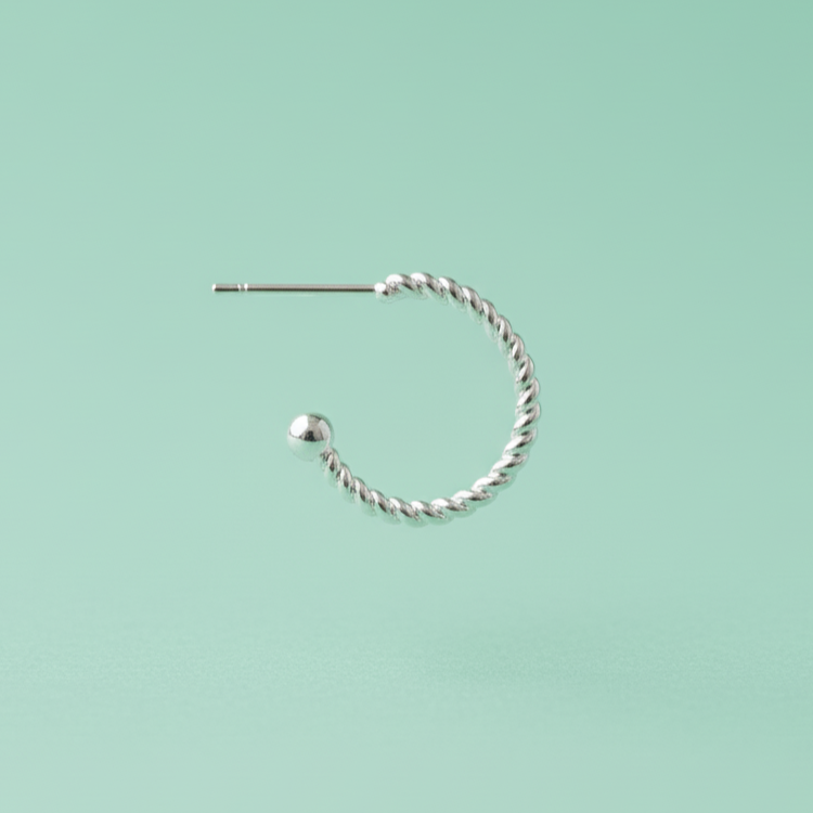 18mm Silver Twisted 3/4 Hoop Earrings - 2mm Thick - Stainless Steel (304) - 10 pieces