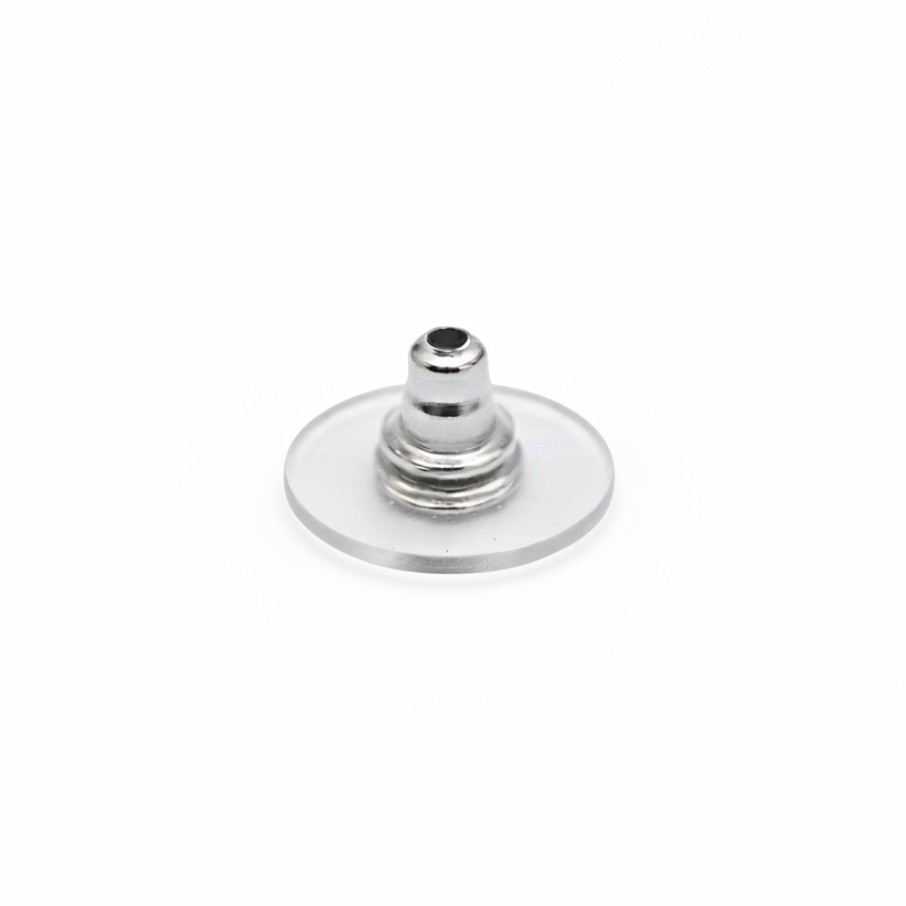 Steel Plastic Disc Earring Backs - Stainless Steel (304) - 100 Pieces