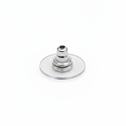 Steel Plastic Disc Earring Backs - Stainless Steel (304) - 100 Pieces