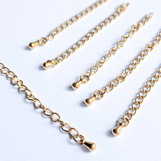5cm Gold Stainless Steel Chain Extenders (304) - 6 Pieces