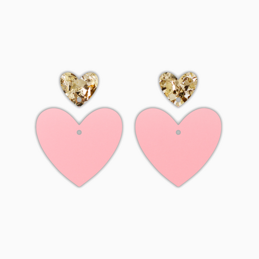 Heart Dangle, Valentines Acrylic Shape - earring findings for jewellery making