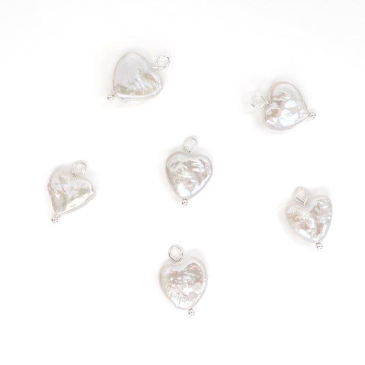 Freshwater 13mm Heart Pearls with Silver Loop - jewellery making supplies