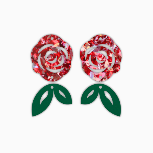 Hollow Rose Dangle, Valentines Acrylic Shape - earring findings for jewellery making
