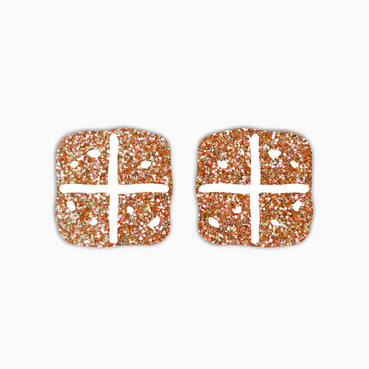 Hot Cross Bun, Easter Acrylic Shape - earring findings for jewellery making