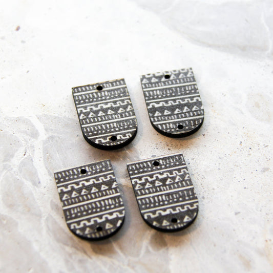 UV printed wood earring blanks - small arch transparent print, Picnic - jewellery making