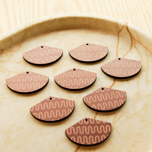 UV printed wood earring blanks - fan shape transparent print, Australiana - jewellery making