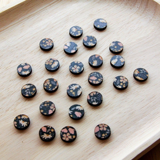 UV printed wood earring studs - 12mm circle transparent print, Wild Days - jewellery making