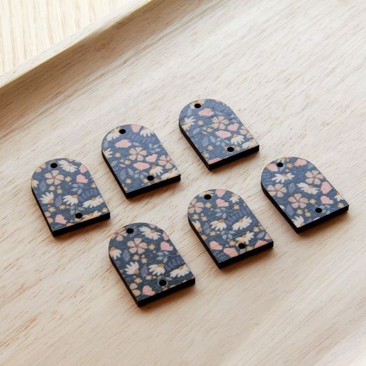 UV printed wood earring blanks - small arch transparent print, Wild Days - jewellery making