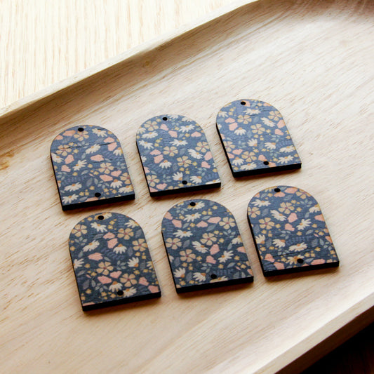 UV printed wood earring blanks - arch shape transparent print, Wild Days - jewellery making
