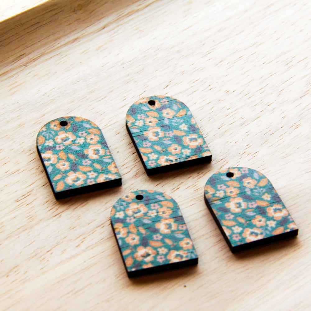 UV printed wood earring blanks - small arch transparent print, Picnic - jewellery making