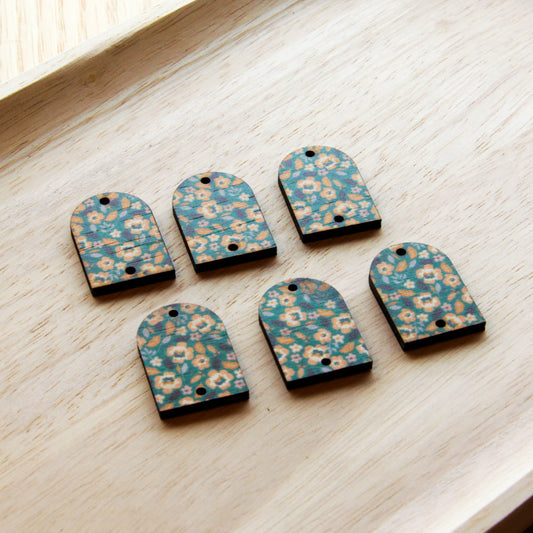 UV printed wood earring blanks - small arch transparent print, Picnic - jewellery making