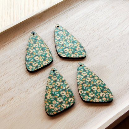 UV printed wood earring blanks - irregular shape transparent print, Picnic - jewellery making