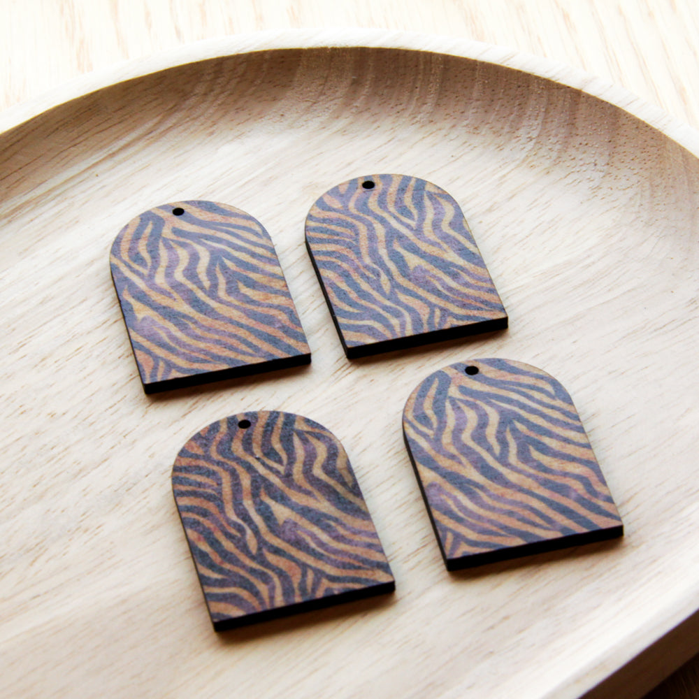 UV printed wood earring blanks - arch shape transparent print, Safari - jewellery making