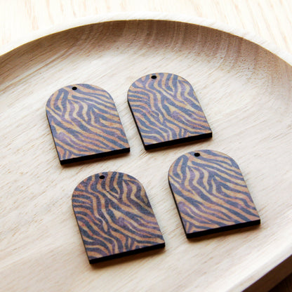 UV printed wood earring blanks - arch shape transparent print, Safari - jewellery making