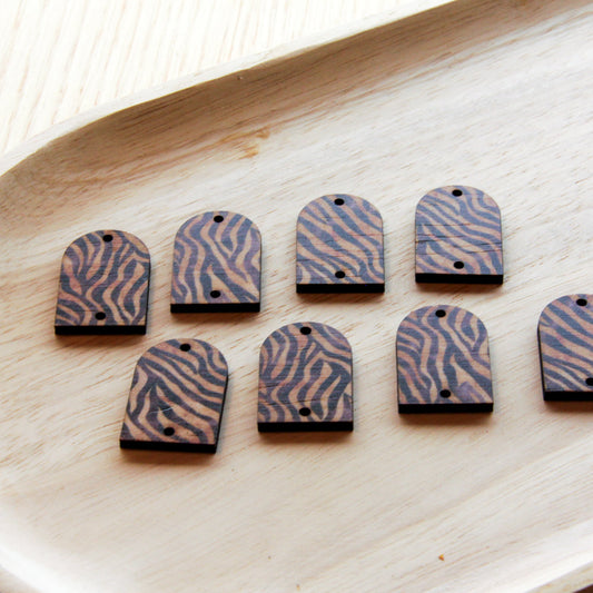 UV printed wood earring blanks - small arch transparent print, Safari - jewellery making