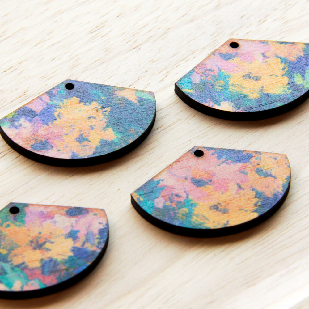 Wood - Fan Shape - 1 Hole - Transparent print - Spring - 25