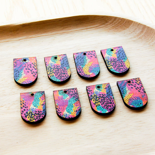 UV printed wood earring blanks - small arch transparent print, Summer - jewellery making