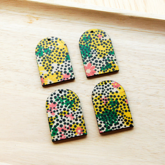 UV printed wood earring blanks - arch shape transparent print, Summer Nights - jewellery making