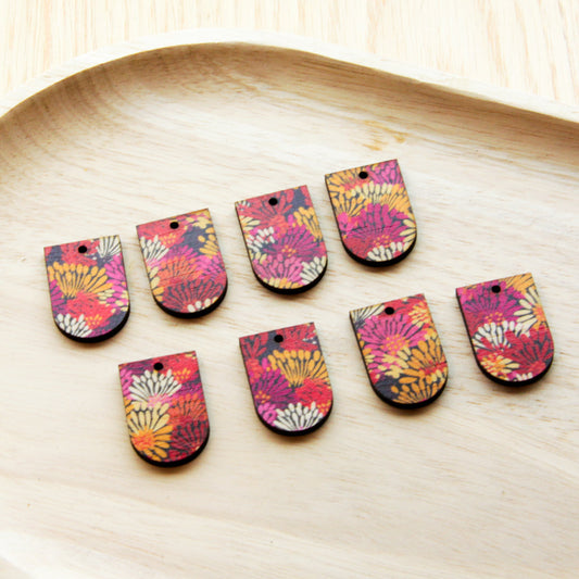 UV printed wood earring blanks - small arch transparent print, Summer - jewellery making