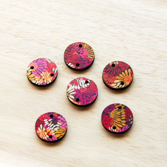UV printed wood earring blanks - 20mm circle transparent print, Summer 30 - jewellery making