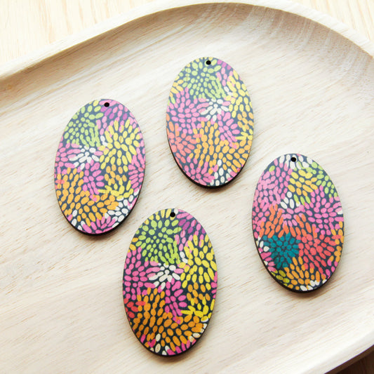 UV printed wood earring blanks - oval shape transparent print, Summer Nights - jewellery making