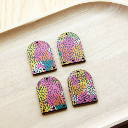 Wood - Arch Shape - 4 Holes -  Transparent print - Summer Nights - 18