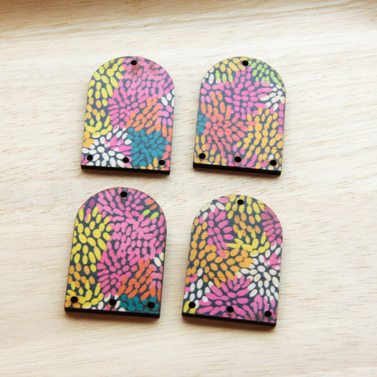 UV printed wood earring blanks - arch shape transparent print, Summer Nights - jewellery making
