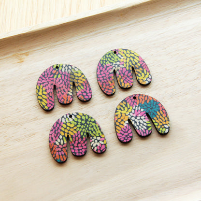 UV printed wood earring blanks - boho shape transparent print, Summer Nights - jewellery making