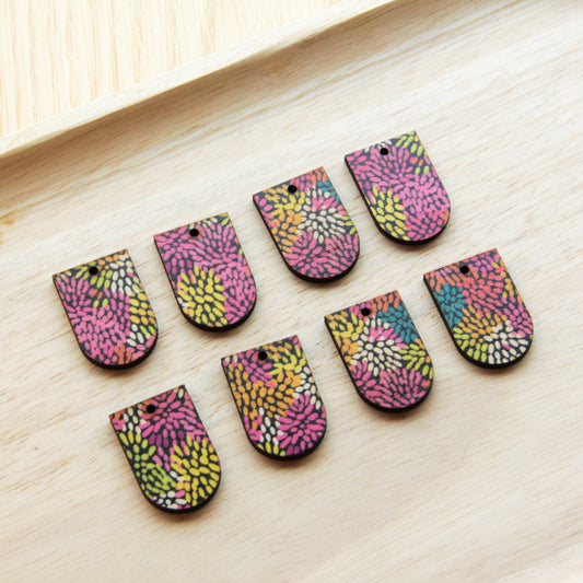 UV printed wood earring blanks - small arch transparent print, Summer Nights - jewellery making