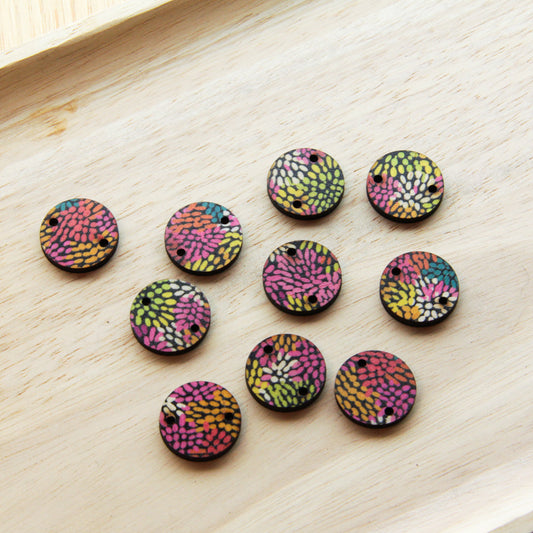 UV printed wood earring blanks - 20mm circle transparent print, Summer Nights - jewellery making