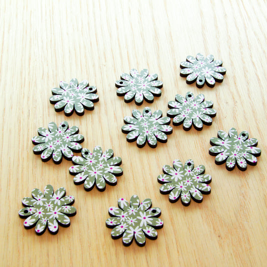UV printed wood earring blanks - 3cm daisy, Australiana - jewellery making