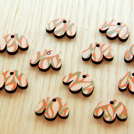 UV printed wood earring blanks - 2cm boho flower 2 shape, Australiana - jewellery making