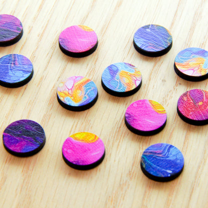 Wood - 15mm Circle- Studs - Alcohol Ink- 21