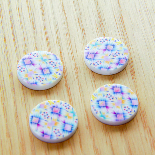 UV printed white acrylic earring studs - 2cm circle, Boho - jewellery making