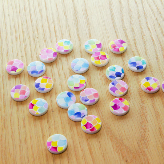 UV printed white acrylic earring studs - 15mm circle, Watercolour - jewellery making