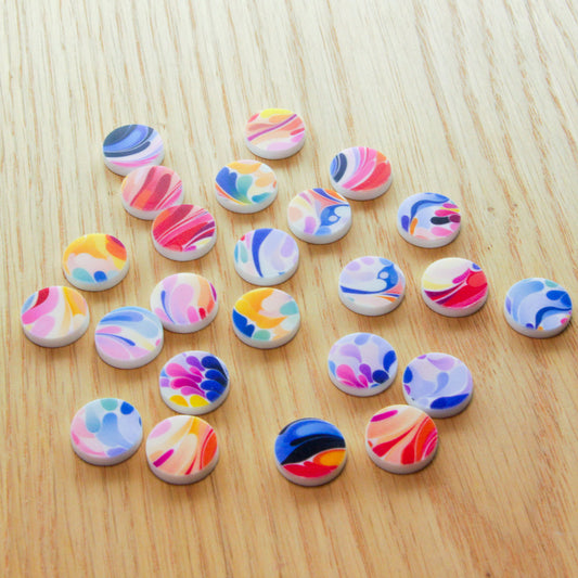 White Acrylic - 15mm Circle- Studs - Abstract Art - 03
