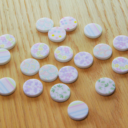 White Acrylic - 15mm Circle Studs - Pastel Mixed Bag