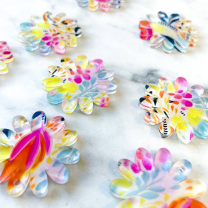 UV printed clear acrylic earring blanks - 3cm daisy, Bold Floral - jewellery making