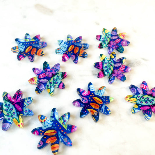 UV printed clear acrylic earring blanks - 3cm flower 4, Bold Floral - jewellery making