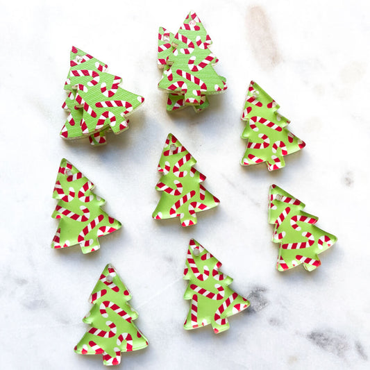 UV printed clear acrylic earring blanks - 3cm tree, Christmas - jewellery making