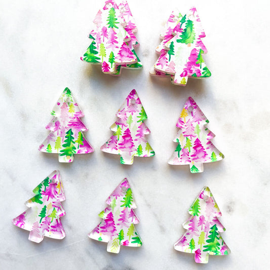 Clear Acrylic - 3cm Christmas Tree - 1 Hole -  Christmas - 170