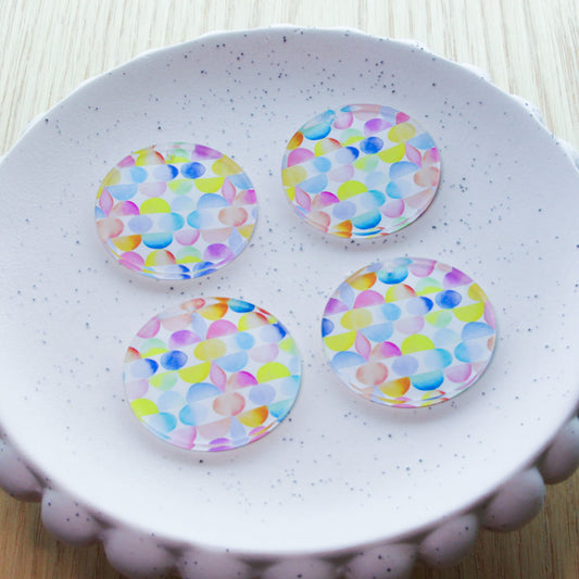 UV printed clear acrylic earring blanks - 4cm circle, Watercolour - jewellery making